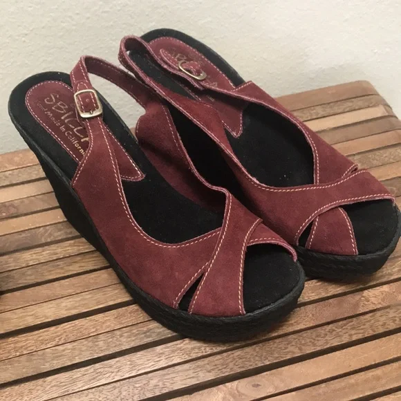 Womens Size 9 Sbicca Priscilla Suede Wedge Sandals - Picture 7 of 9